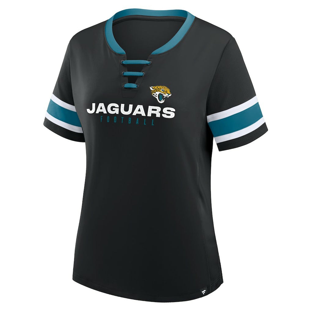 Jacksonville Jaguars Women's Redzone Draw Play Athena Lace-Up T-Shirt Black