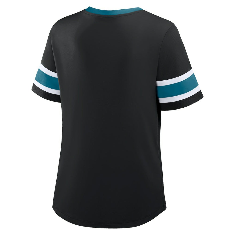 Jacksonville Jaguars Women's Redzone Draw Play Athena Lace-Up T-Shirt Black