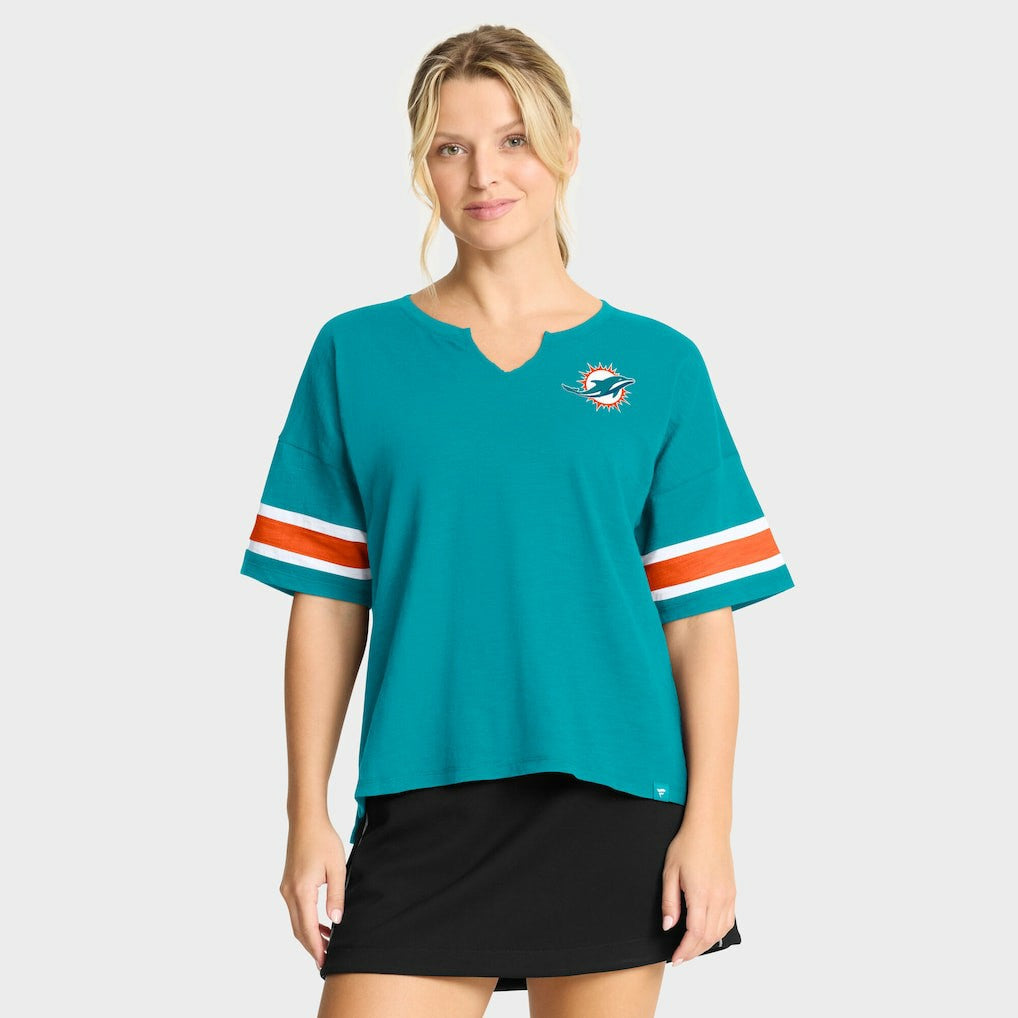 Miami Dolphins Women's Redzone Curl Route T-Shirt Aqua