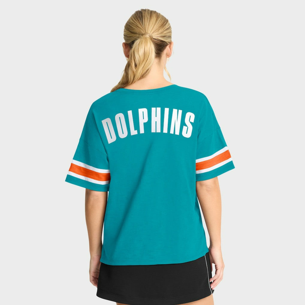 Miami Dolphins Women's Redzone Curl Route T-Shirt Aqua