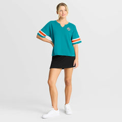 Miami Dolphins Women's Redzone Curl Route T-Shirt Aqua