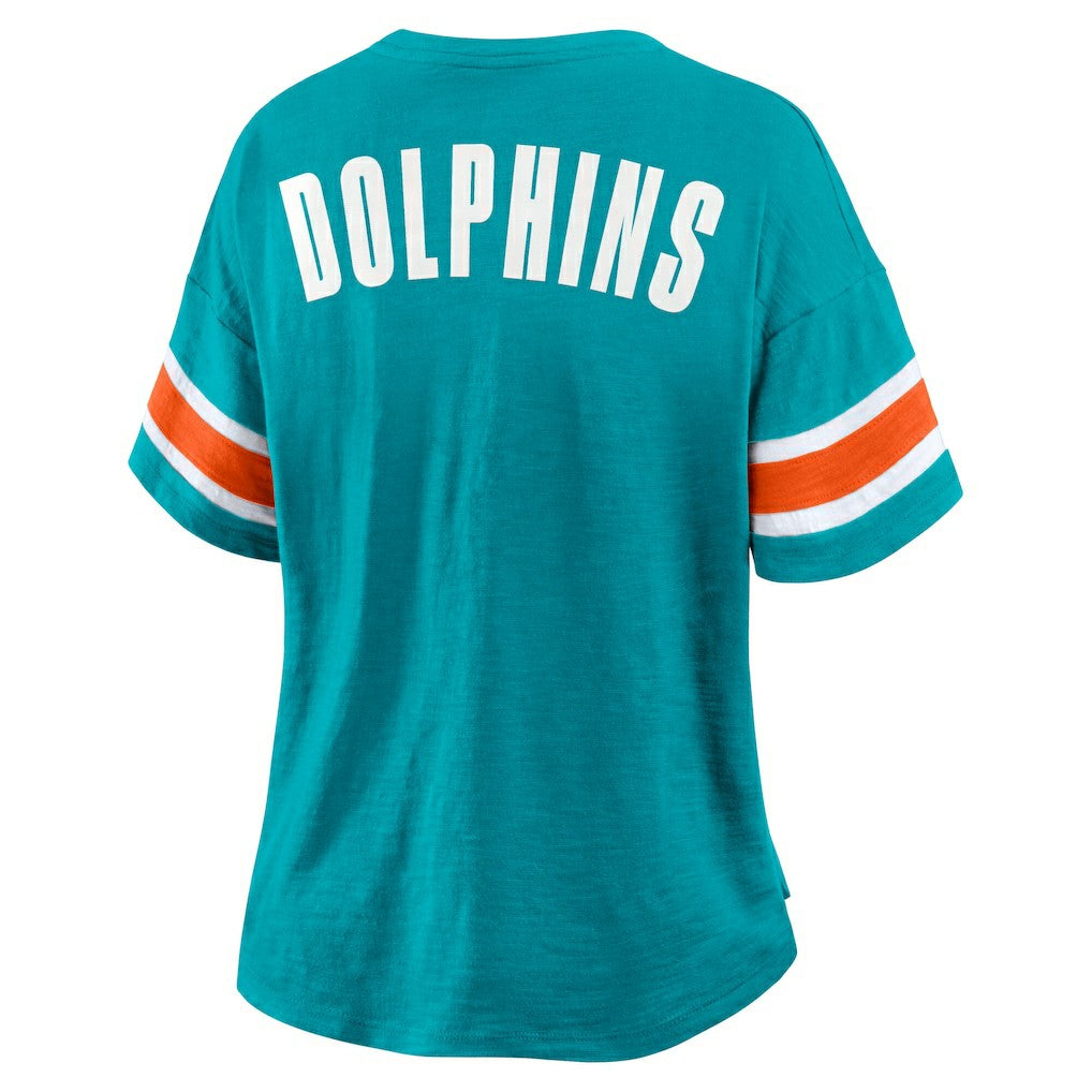 Miami Dolphins Women's Redzone Curl Route T-Shirt Aqua
