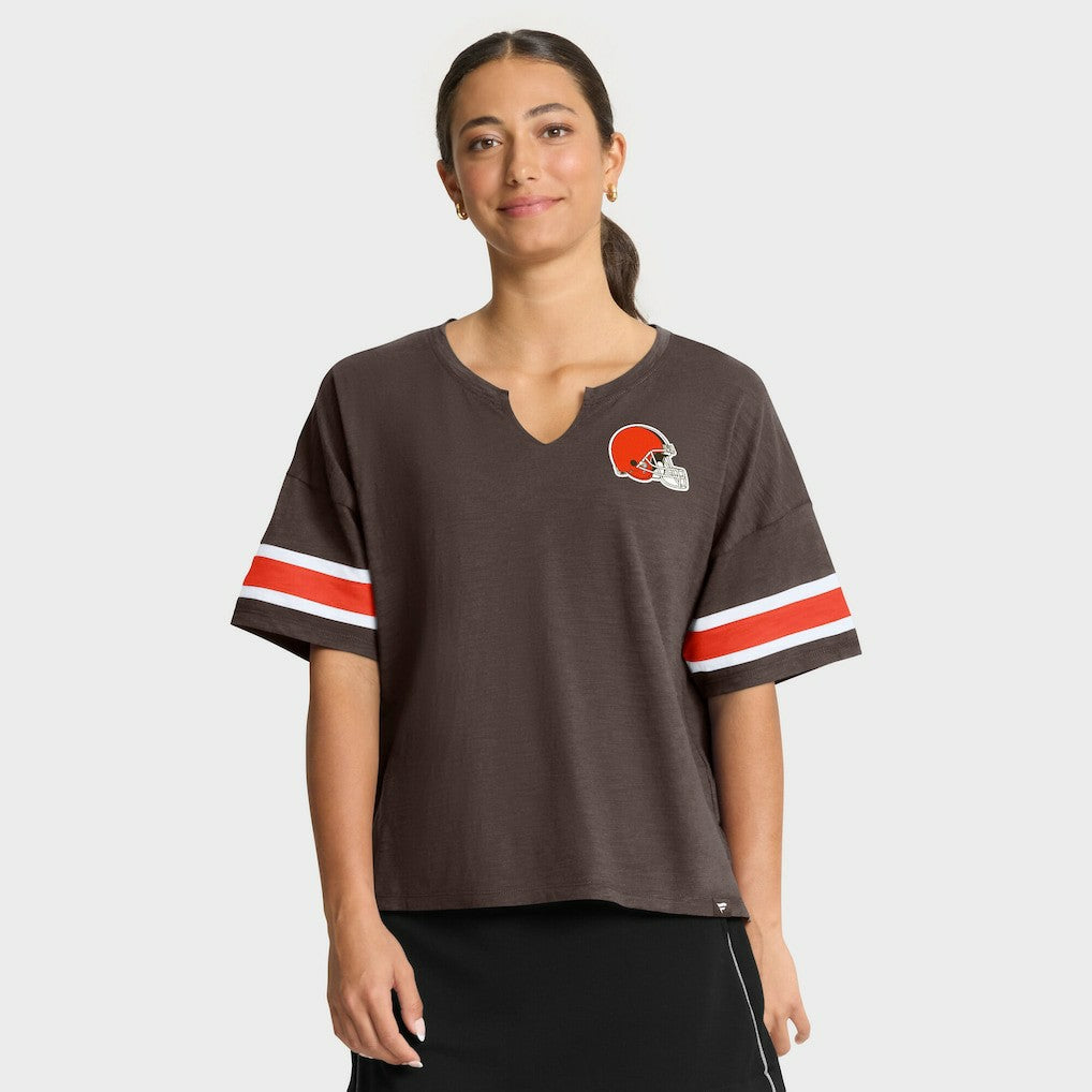 Cleveland Browns Women's Redzone Curl Route T-Shirt Brown