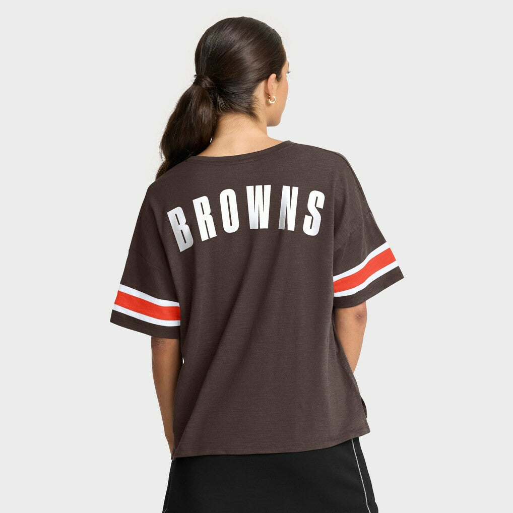 Cleveland Browns Women's Redzone Curl Route T-Shirt Brown