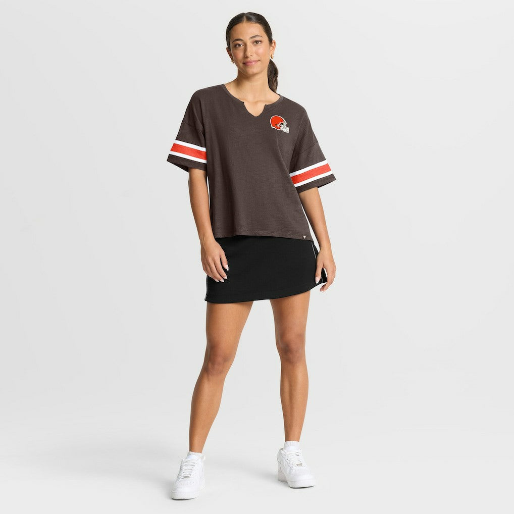 Cleveland Browns Women's Redzone Curl Route T-Shirt Brown