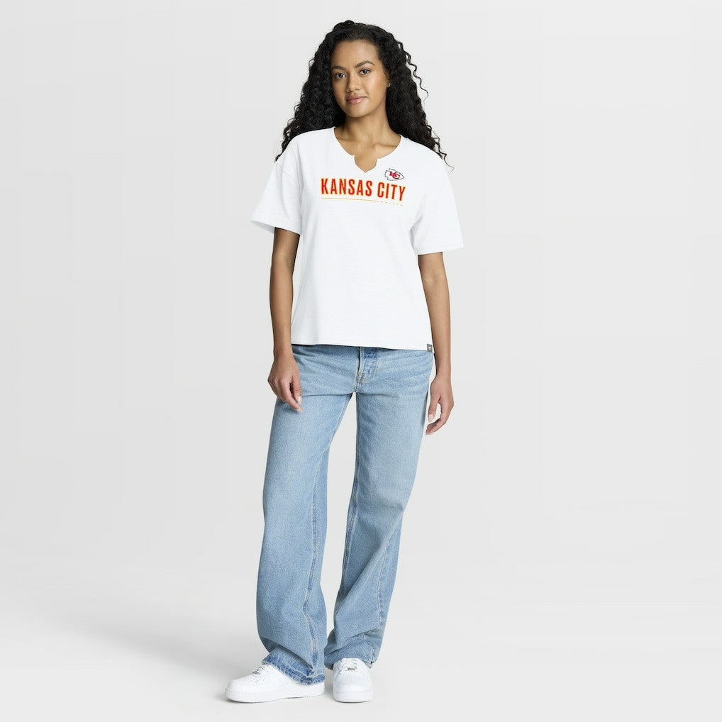 Kansas City Chiefs Women's Redzone Slub Boxy T-Shirt White