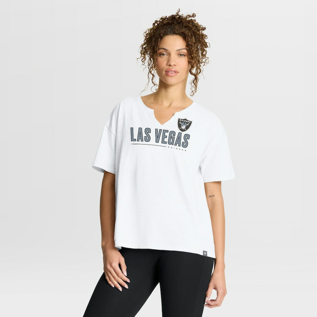 Las Vegas Raiders Women's Redzone Slub Boxy T-Shirt White