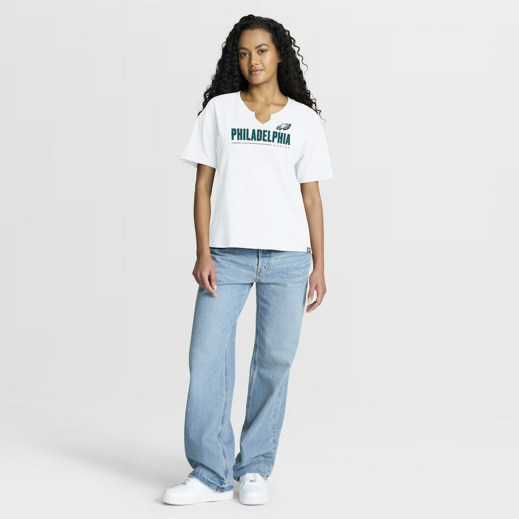 Philadelphia Eagles Women's Redzone Slub Boxy T-Shirt White