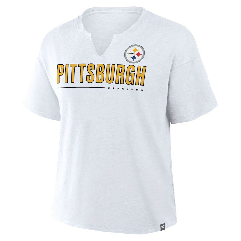 Pittsburgh Steelers Women's Redzone Slub Boxy T-Shirt White