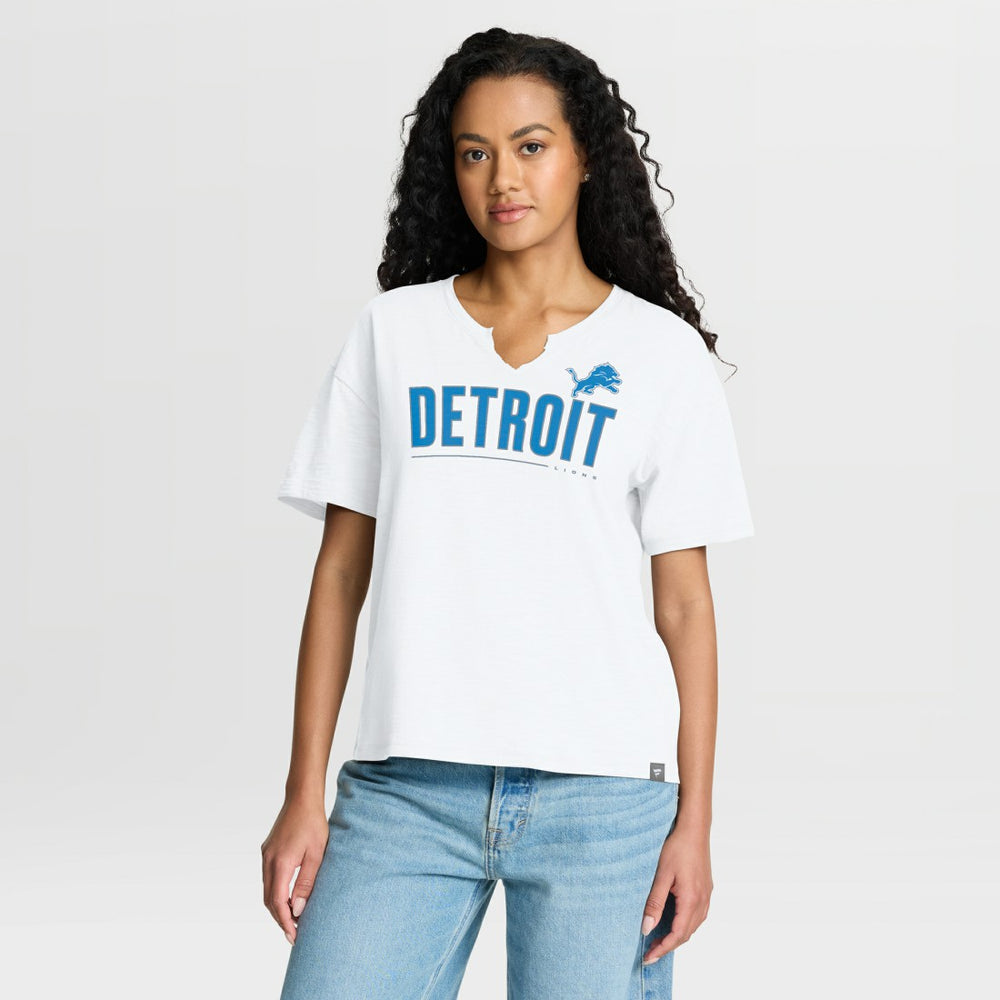 Detroit Lions Women's Redzone Slub Boxy T-Shirt White