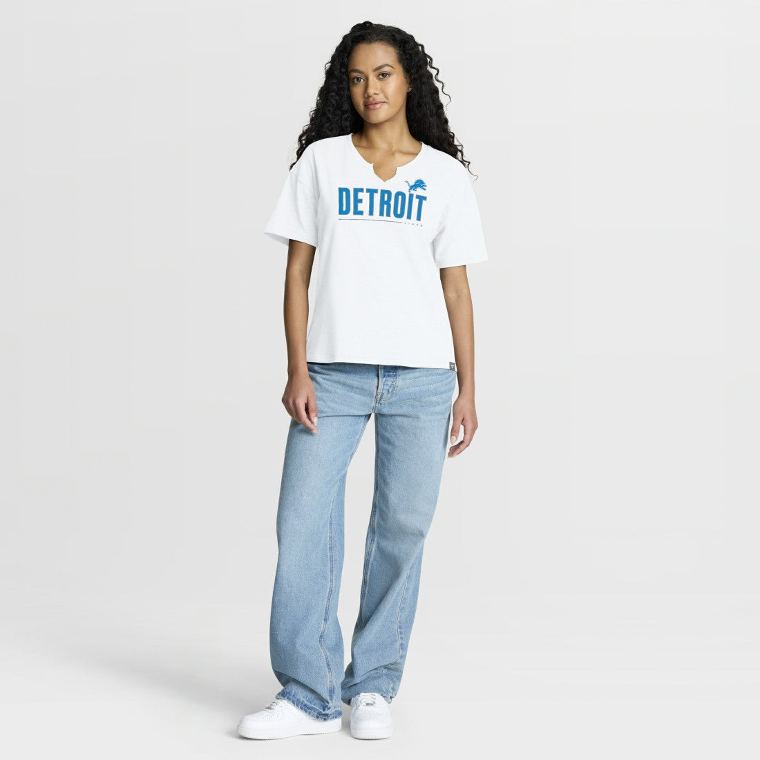 Detroit Lions Women's Redzone Slub Boxy T-Shirt White