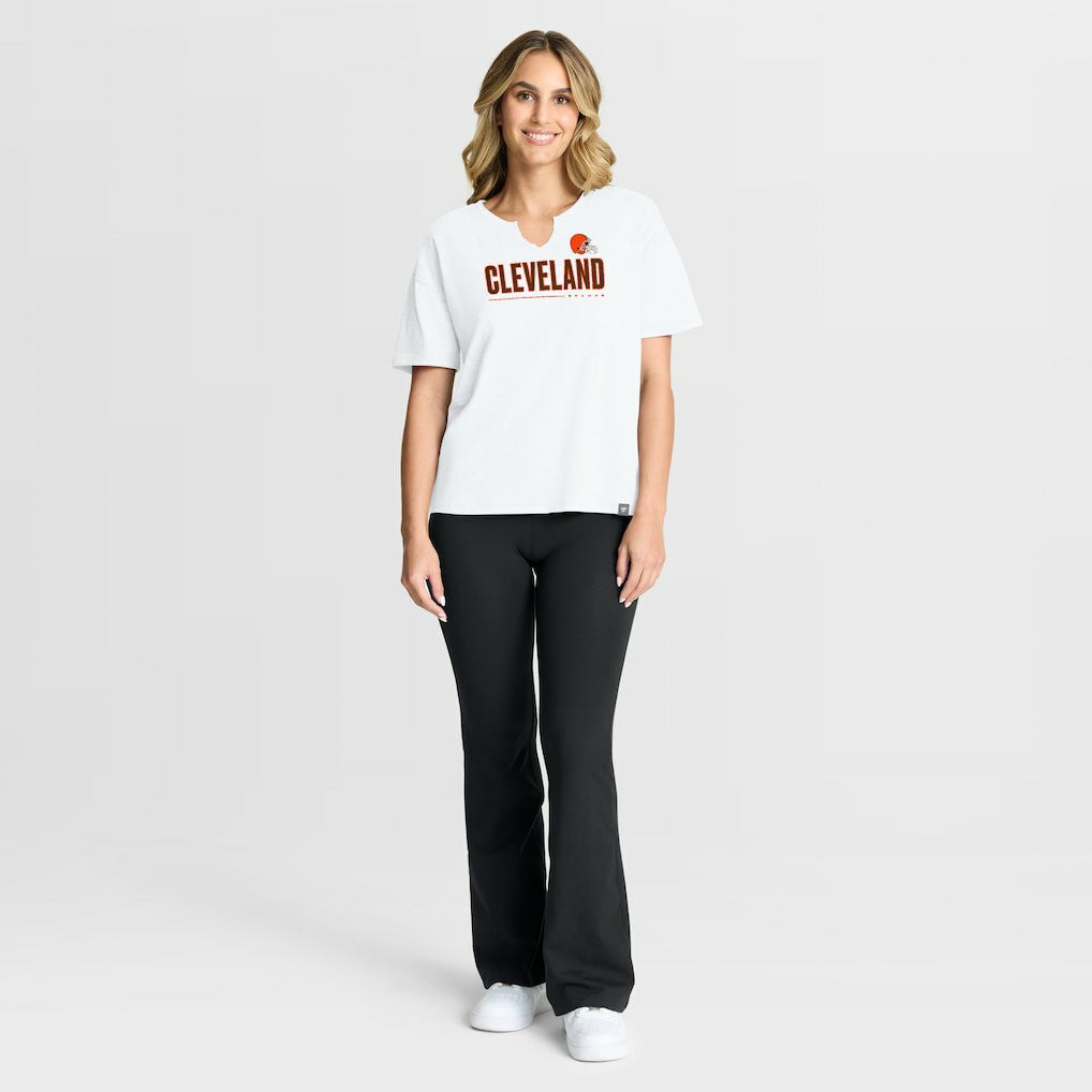 Cleveland Browns Women's Redzone Slub Boxy T-Shirt White
