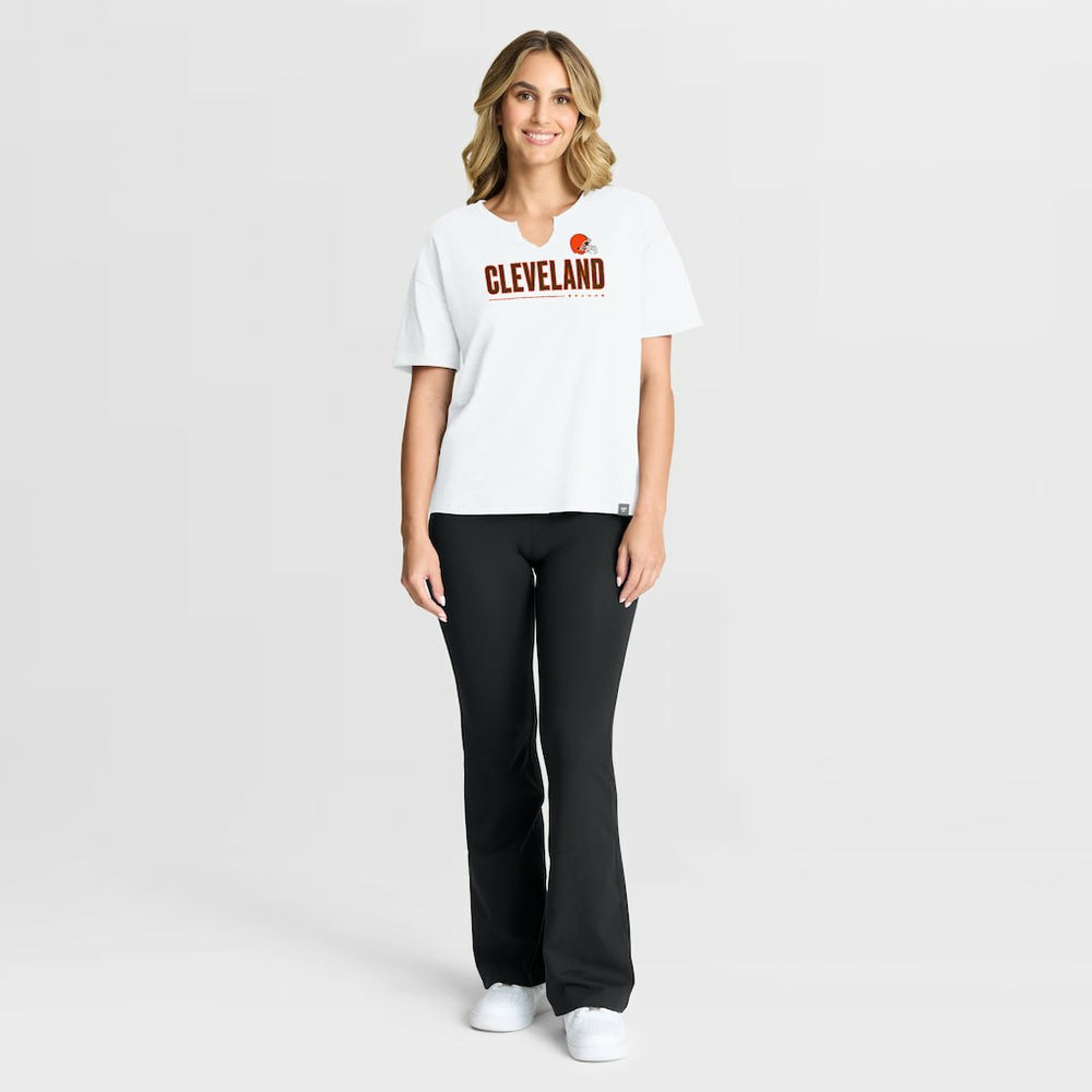 Cleveland Browns Women's Redzone Slub Boxy T-Shirt White