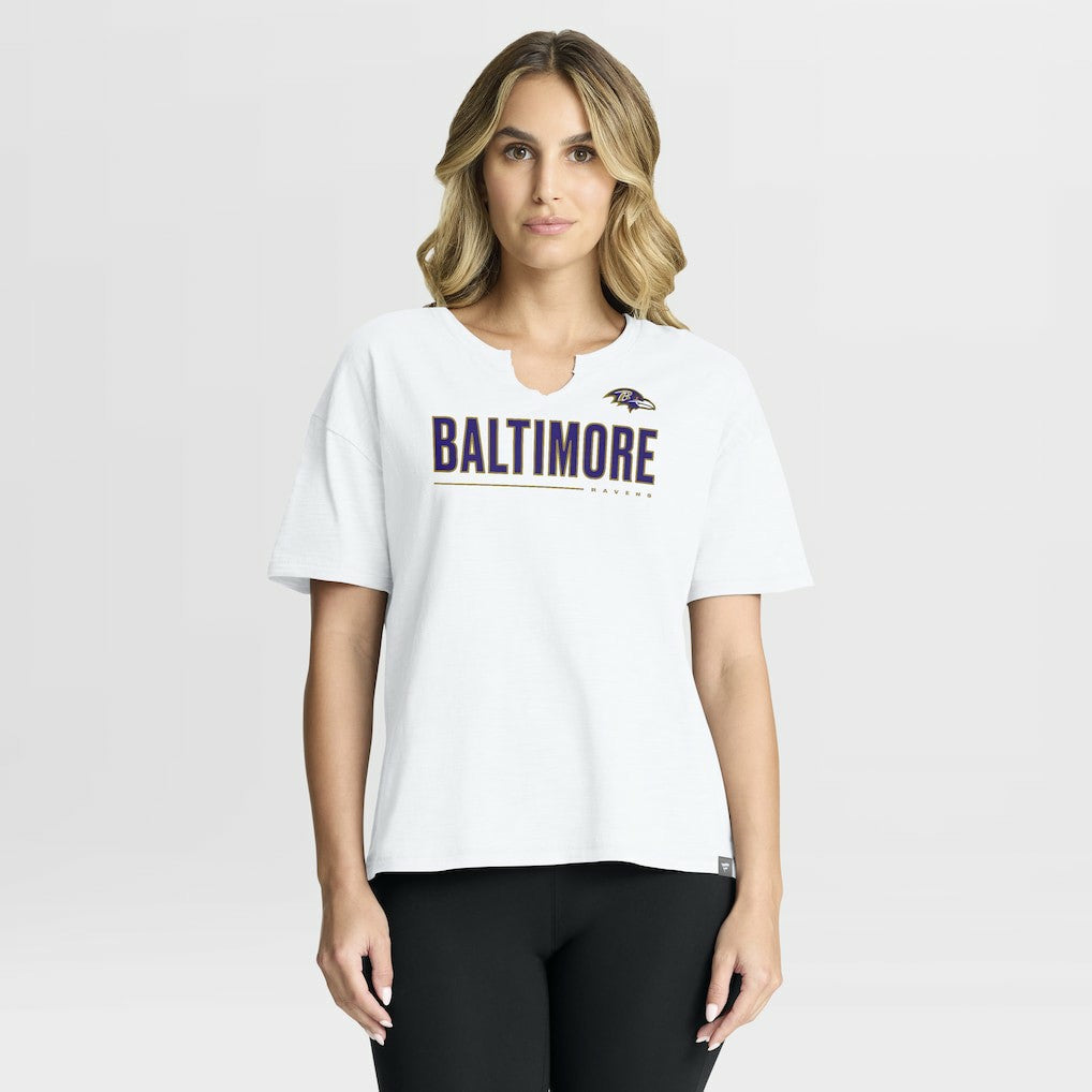 Baltimore Ravens Women's Redzone Slub Boxy T-Shirt White