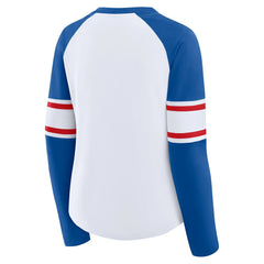 Buffalo Bills Women's Redzone Blitz Package Raglan Lace-Up V-Neck Long Sleeve T-Shirt White/Royal