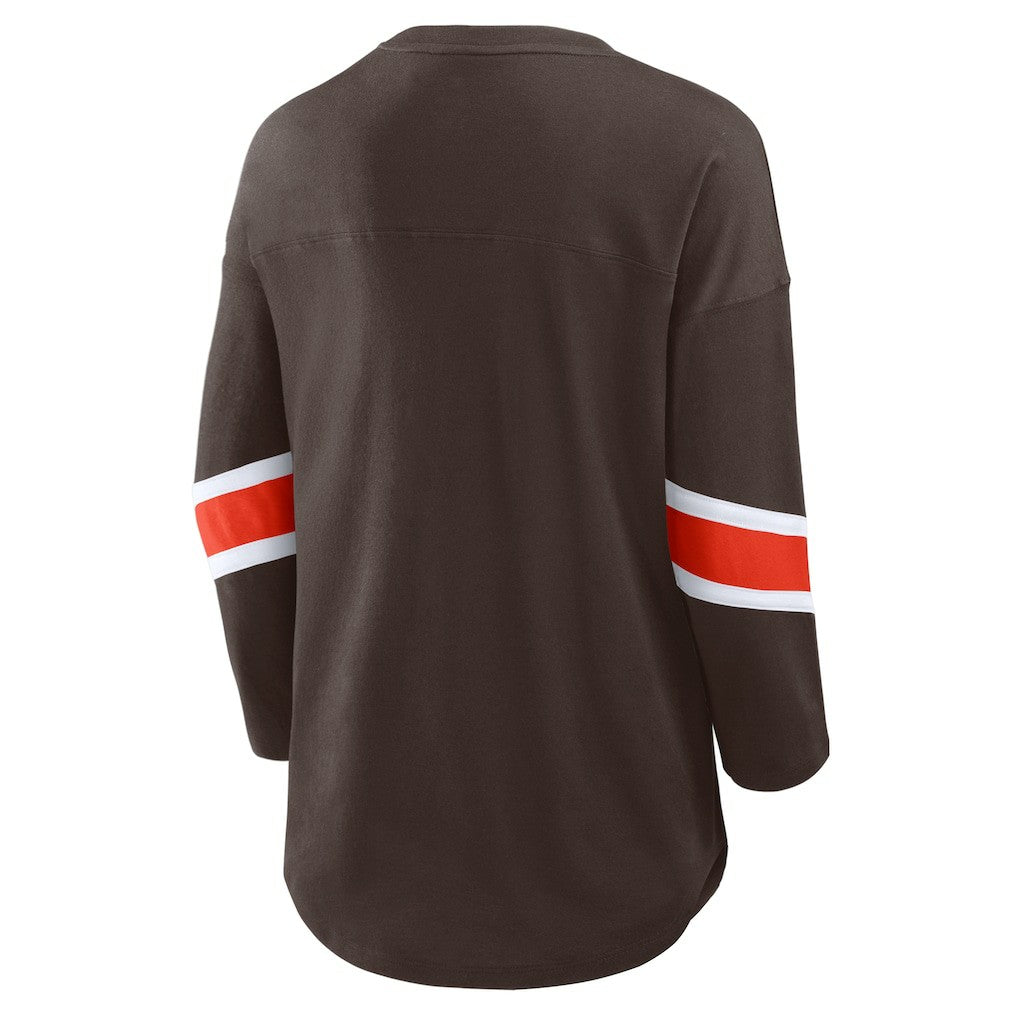 Cleveland Browns Women's Redzone 3/4-Sleeve T-Shirt Brown