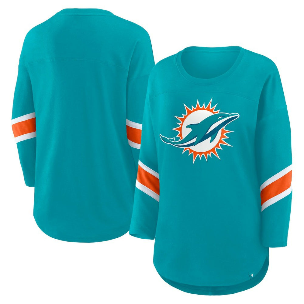 Miami Dolphins Women's Redzone 3/4-Sleeve T-Shirt Aqua