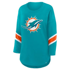 Miami Dolphins Women's Redzone 3/4-Sleeve T-Shirt Aqua