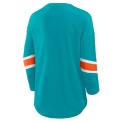 Miami Dolphins Women's Redzone 3/4-Sleeve T-Shirt Aqua