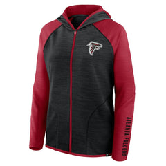 Atlanta Falcons Women's Redzone End Around Pass Raglan Full-Zip Hoodie Black/Red