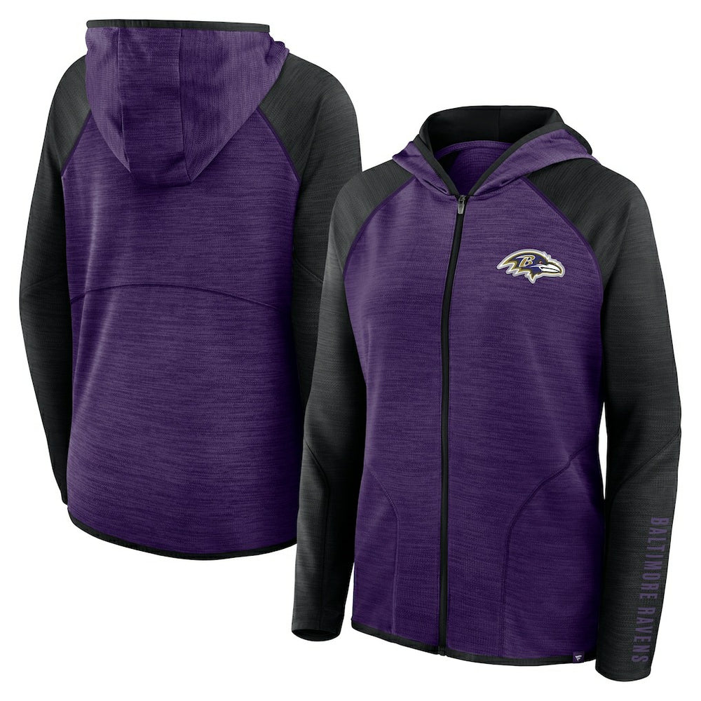 Baltimore Ravens Women's Redzone End Around Pass Raglan Full-Zip Hoodie Purple/Black