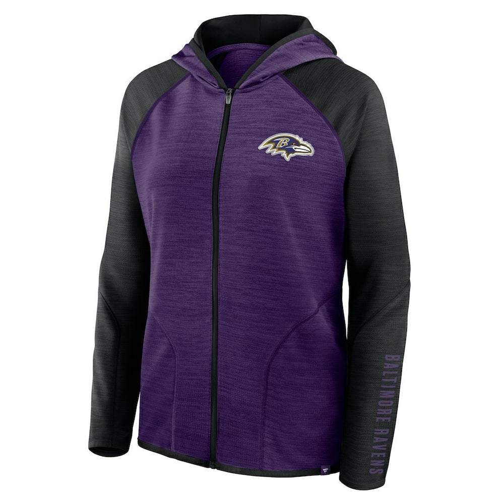 Baltimore Ravens Women's Redzone End Around Pass Raglan Full-Zip Hoodie Purple/Black