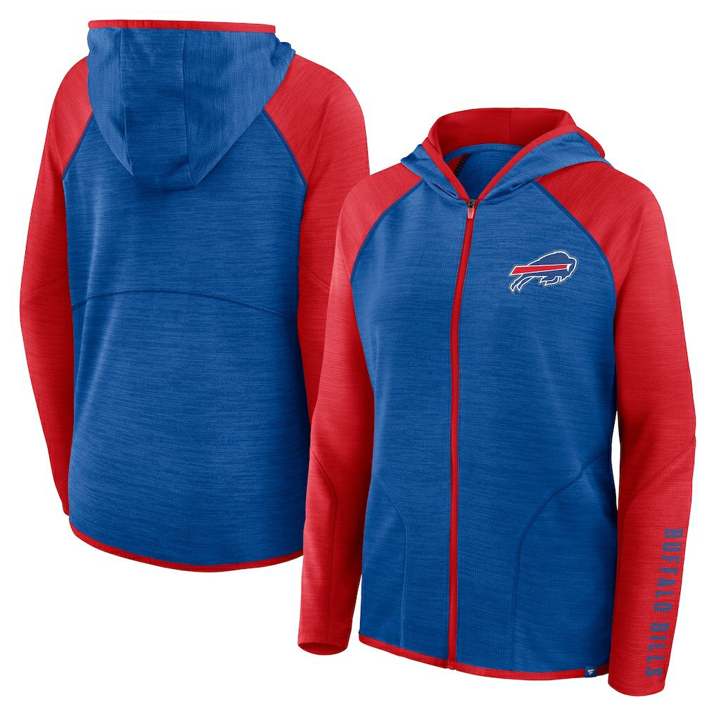 Buffalo Bills Women's Redzone End Around Pass Raglan Full-Zip Hoodie Royal/Red