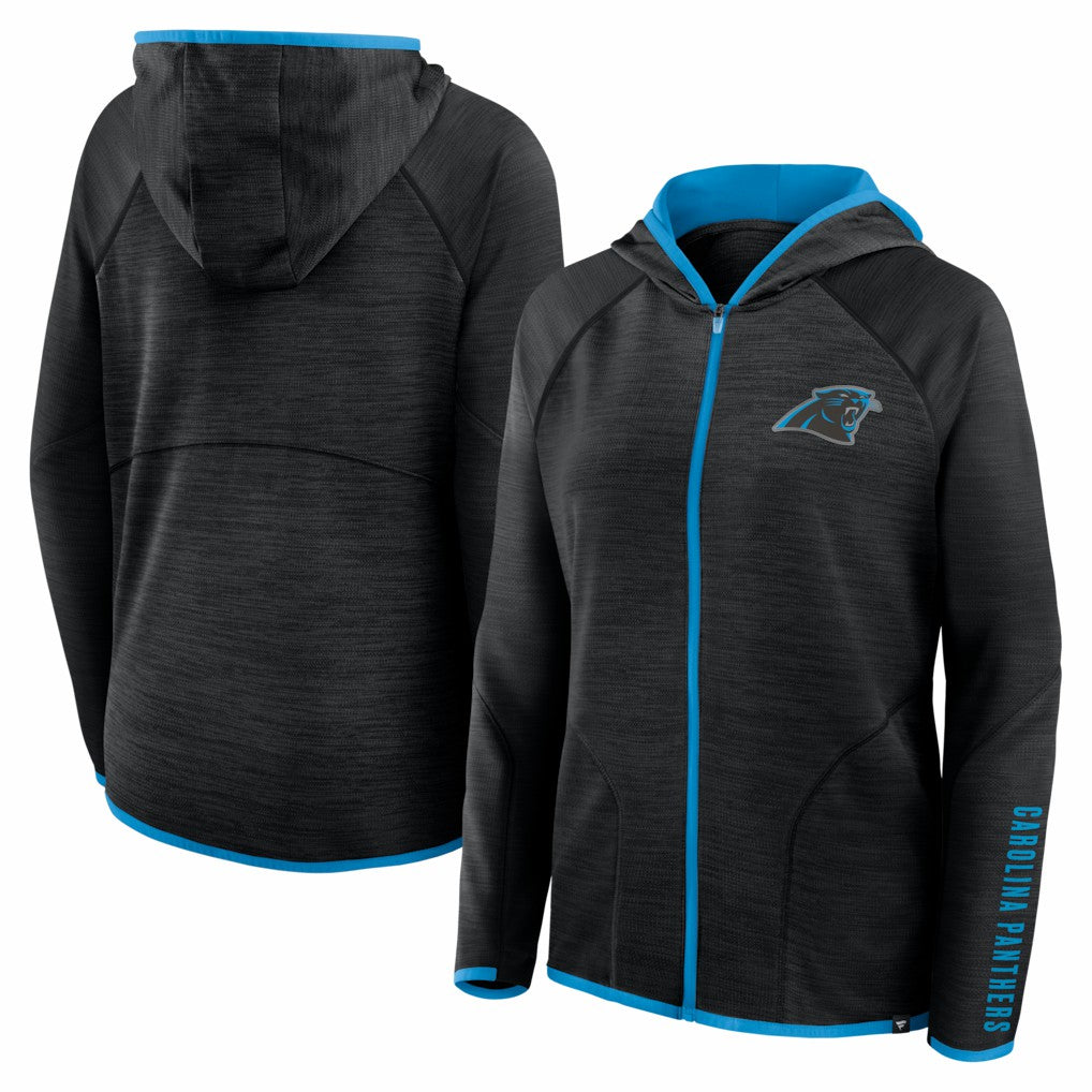 Carolina Panthers Women's Redzone End Around Pass Raglan Full-Zip Hoodie Black