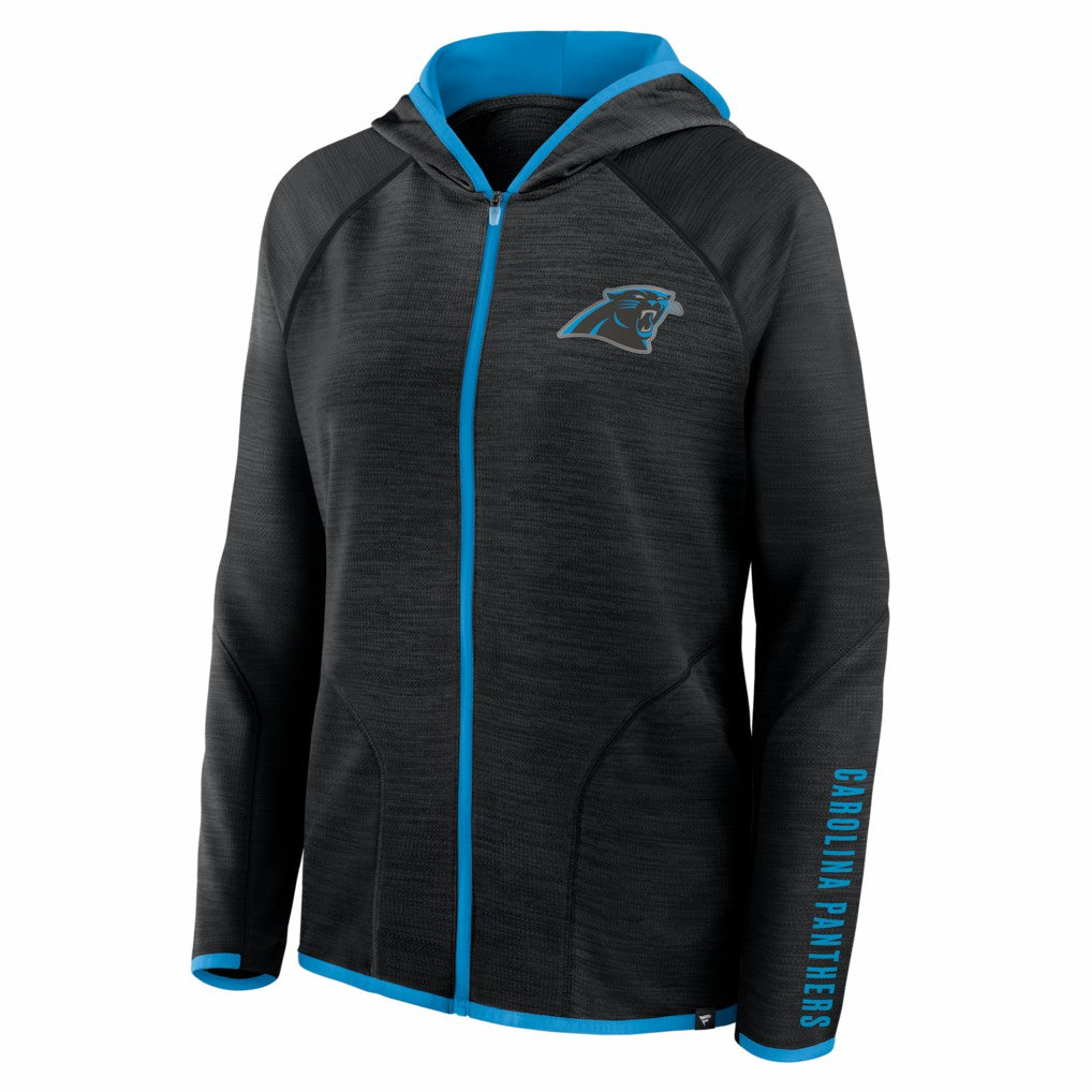 Carolina Panthers Women's Redzone End Around Pass Raglan Full-Zip Hoodie Black
