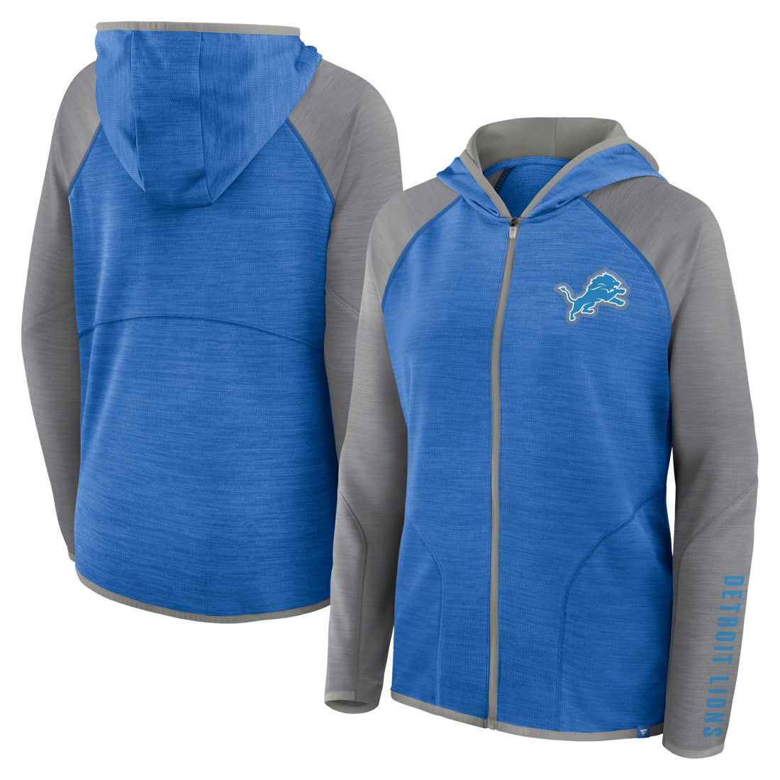 Detroit Lions Women's Redzone End Around Pass Raglan Full-Zip Hoodie Blue/Gray