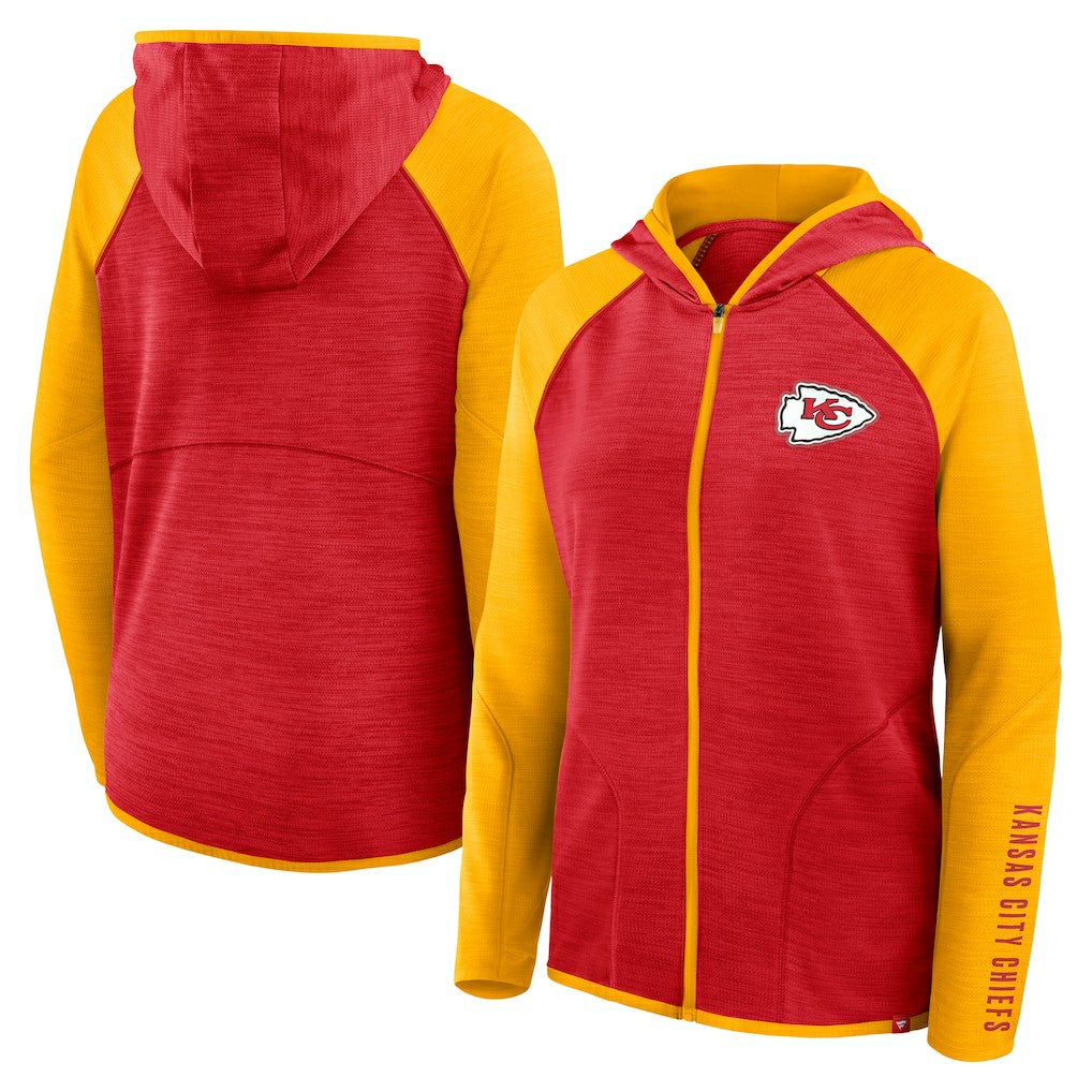 Kansas City Chiefs Women's Redzone End Around Pass Raglan Full-Zip Hoodie Red/Gold