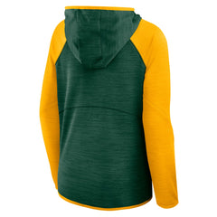 Green Bay Packers Women's Redzone End Around Pass Raglan Full-Zip Hoodie Green/Gold