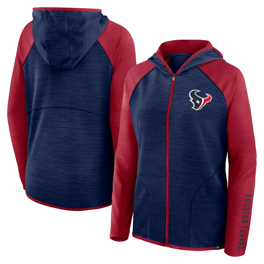 Houston Texans Women's Redzone End Around Pass Raglan Full-Zip Hoodie Navy/Red
