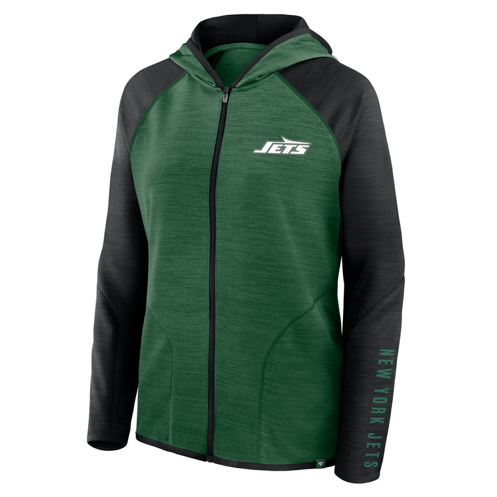 New York Jets Women's Redzone End Around Pass Raglan Full-Zip Hoodie Green/Black