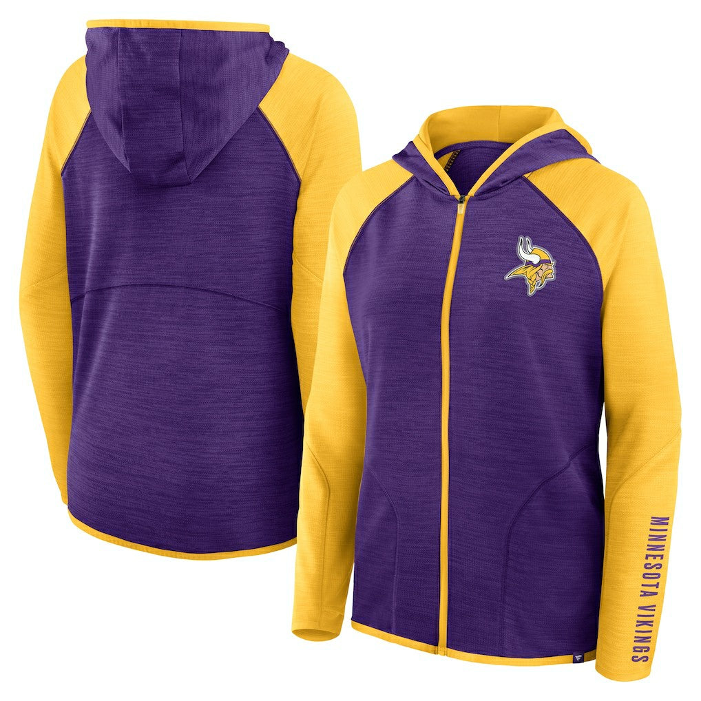 Minnesota Vikings Women's Redzone End Around Pass Raglan Full-Zip Hoodie Purple/Gold