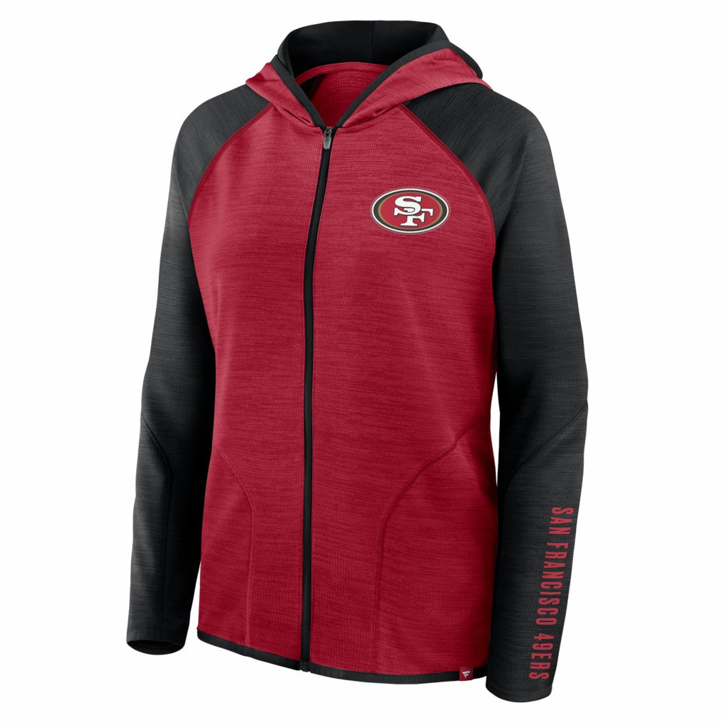 San Francisco 49ers Women's Redzone End Around Pass Raglan Full-Zip Hoodie Scarlet/Black