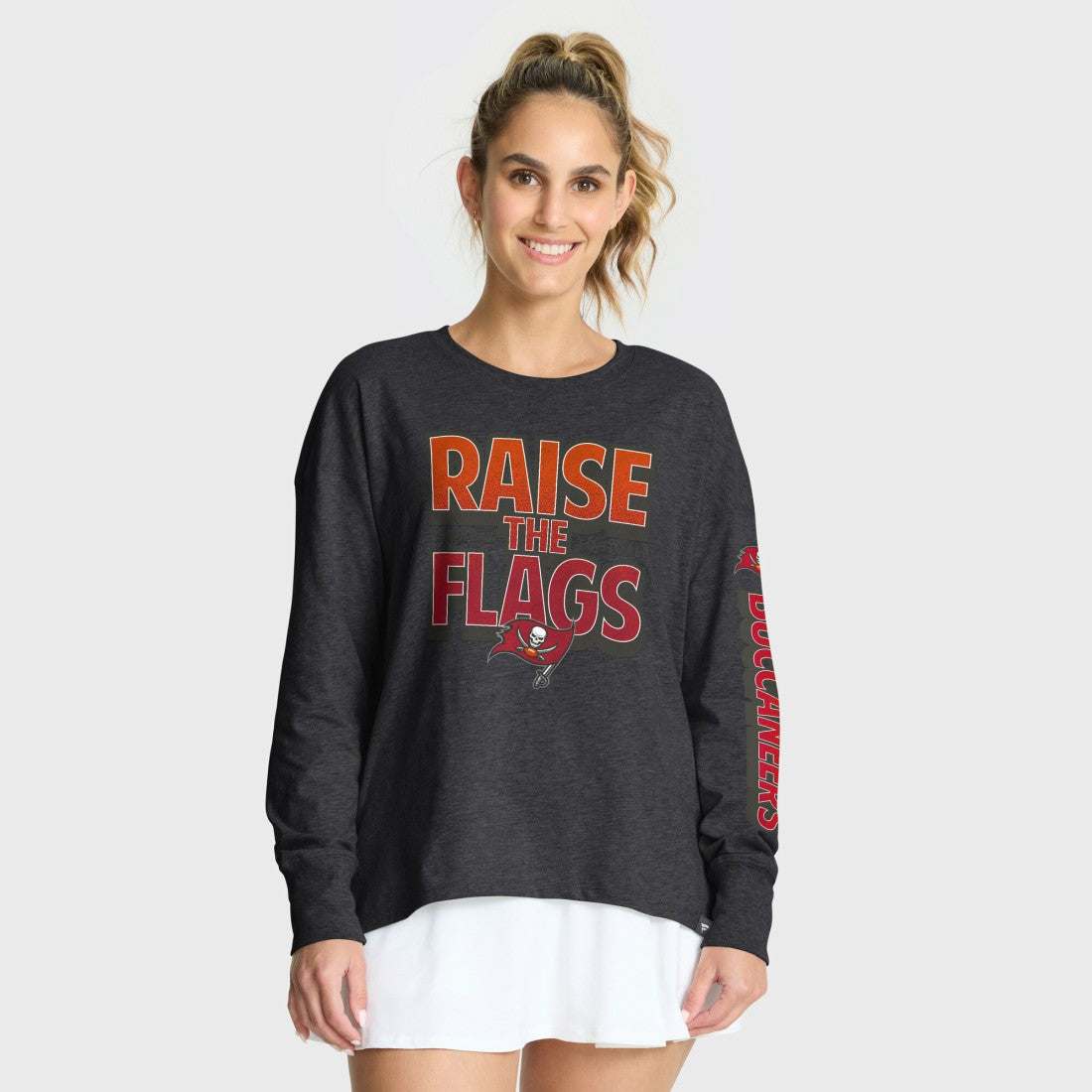 Tampa Bay Buccaneers Women's Hometown Legacy Long Sleeve T-Shirt Heather Pewter