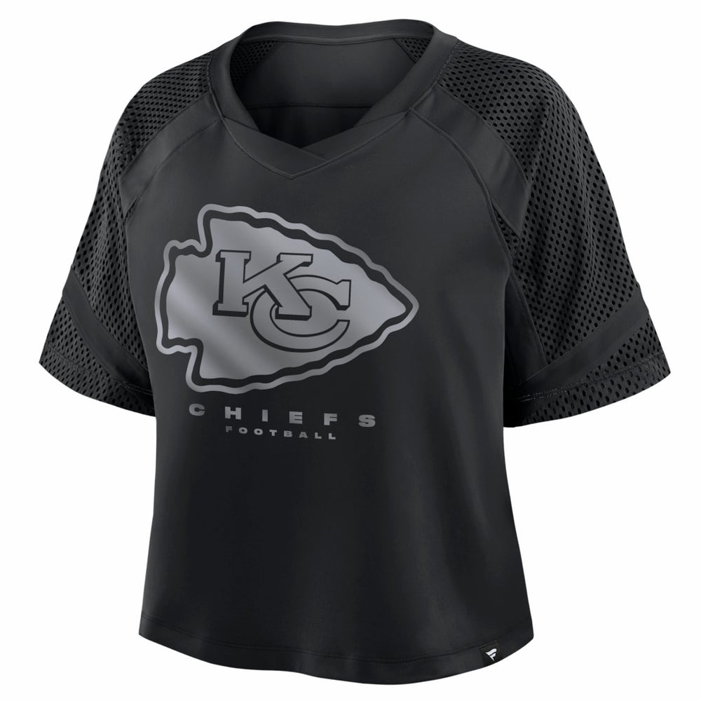 Kansas City Chiefs Women's Oversized Raglan V-Neck Blackout Fashion Jersey