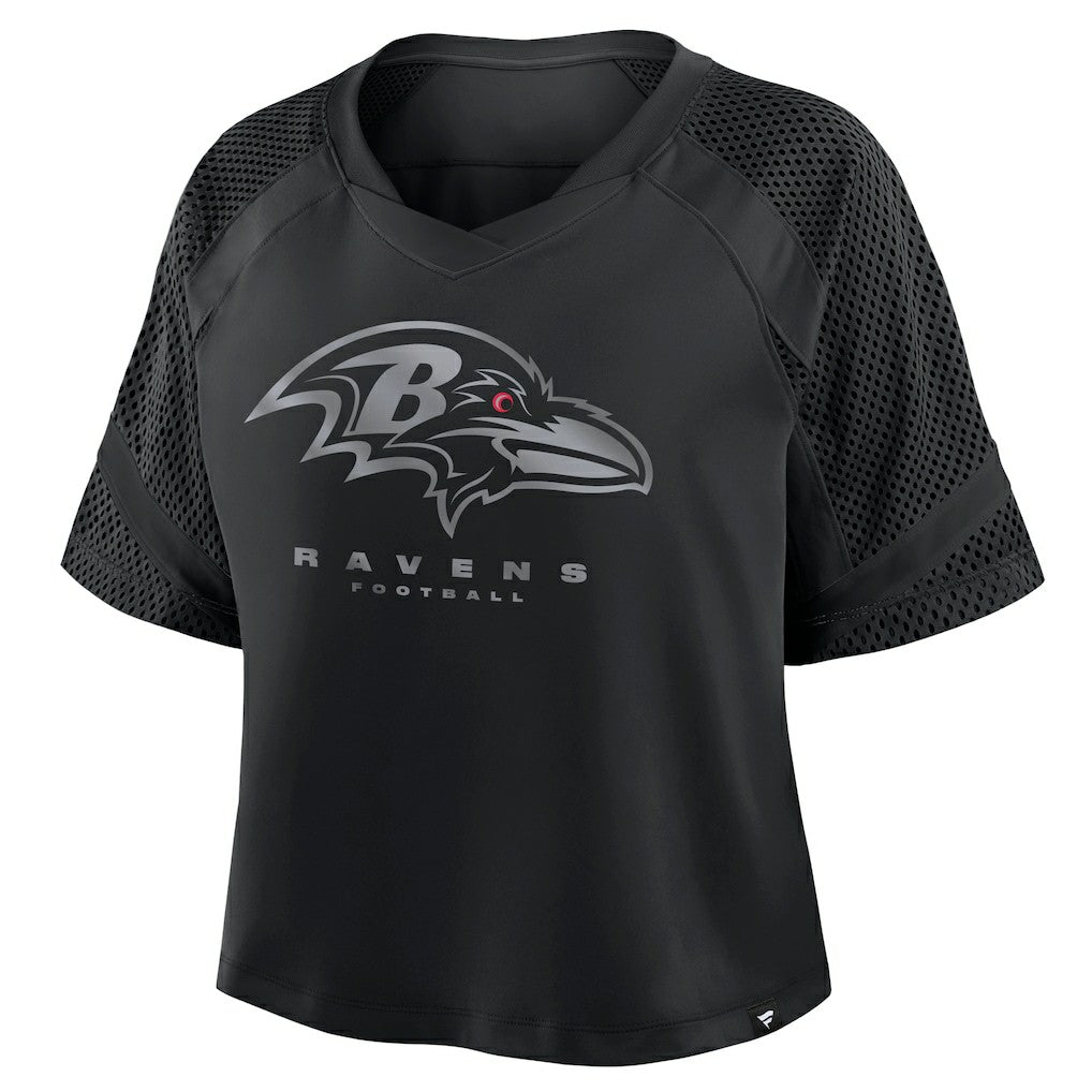 Baltimore Ravens Women's Oversized Raglan V-Neck Blackout Fashion Jersey