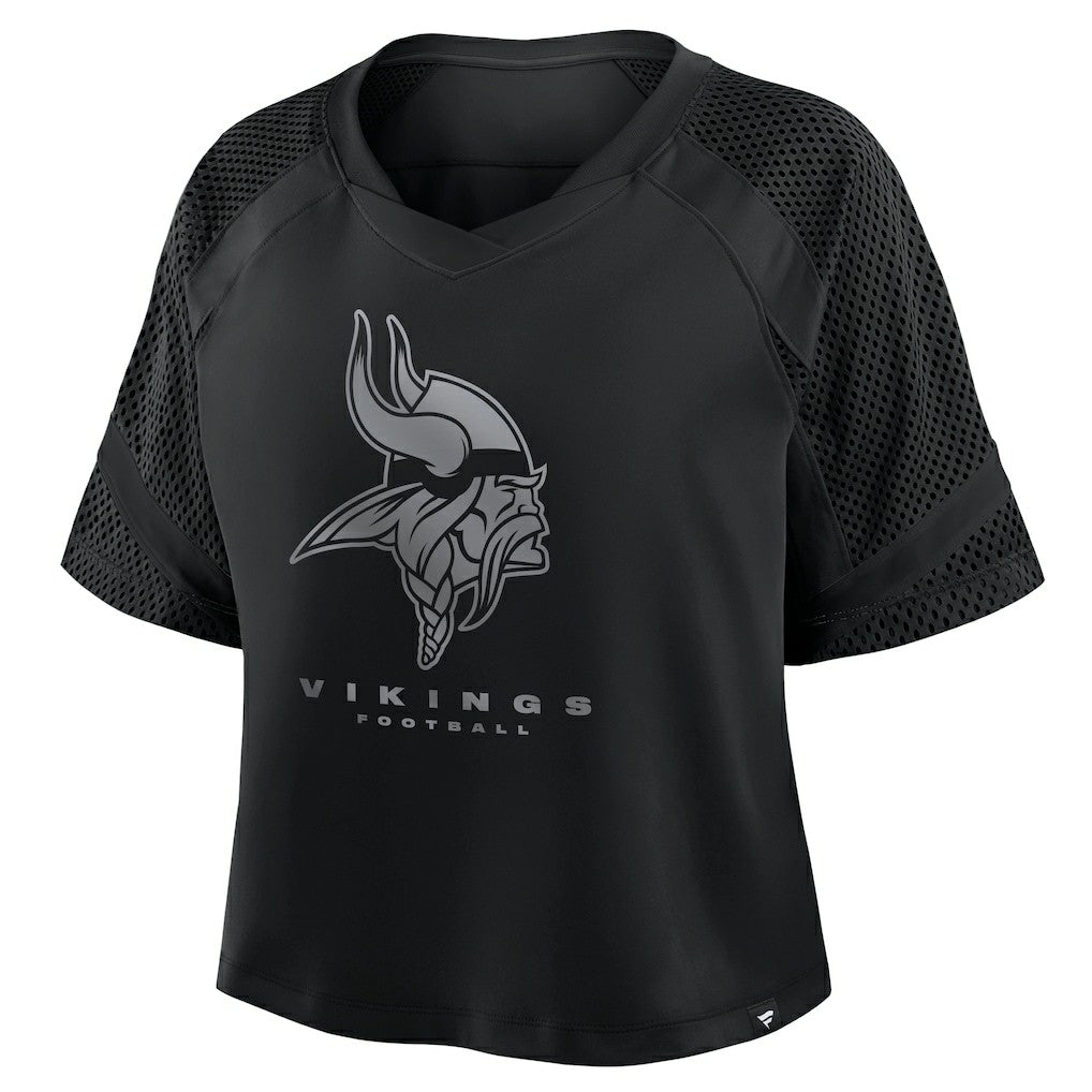 Minnesota Vikings Women's Oversized Raglan V-Neck Blackout Fashion Jersey