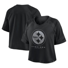 Pittsburgh Steelers Women's Oversized Raglan V-Neck Blackout Fashion Jersey