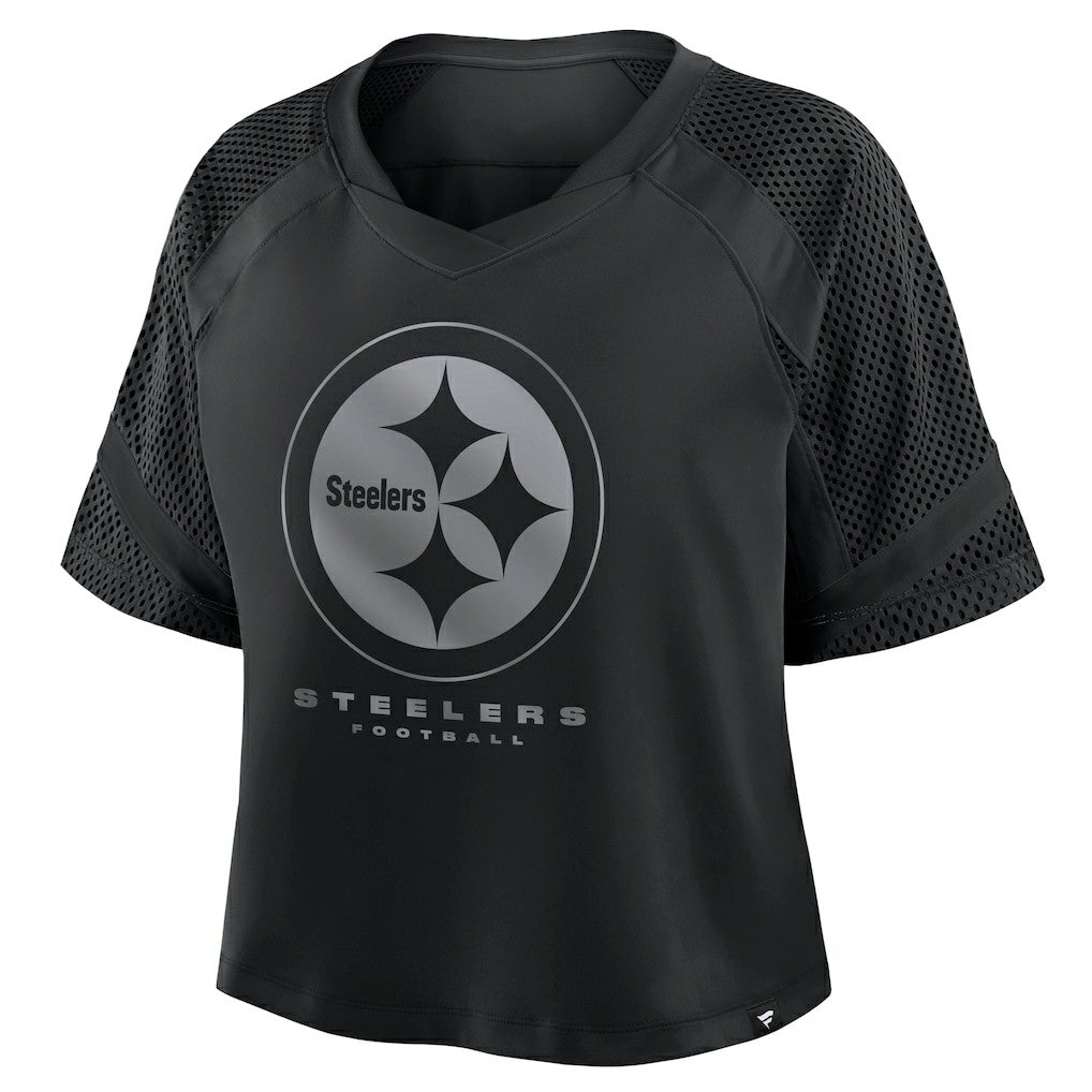 Pittsburgh Steelers Women's Oversized Raglan V-Neck Blackout Fashion Jersey