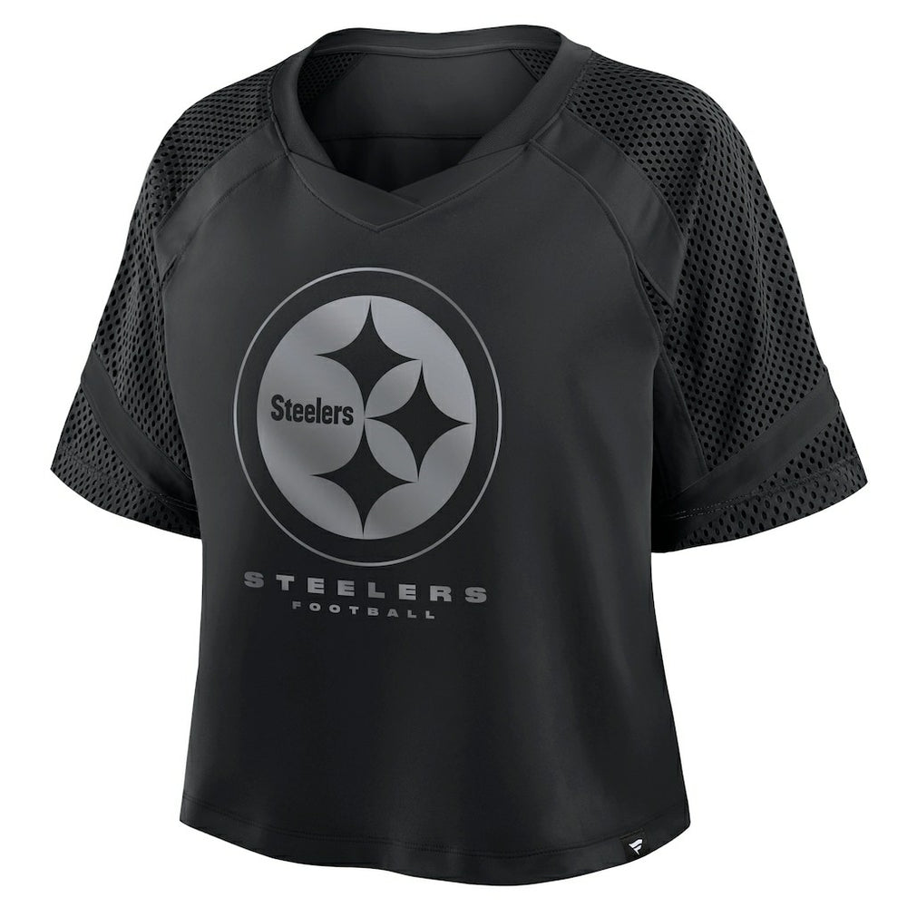 Pittsburgh Steelers Women's Oversized Raglan V-Neck Blackout Fashion Jersey