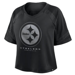 Pittsburgh Steelers Women's Oversized Raglan V-Neck Blackout Fashion Jersey