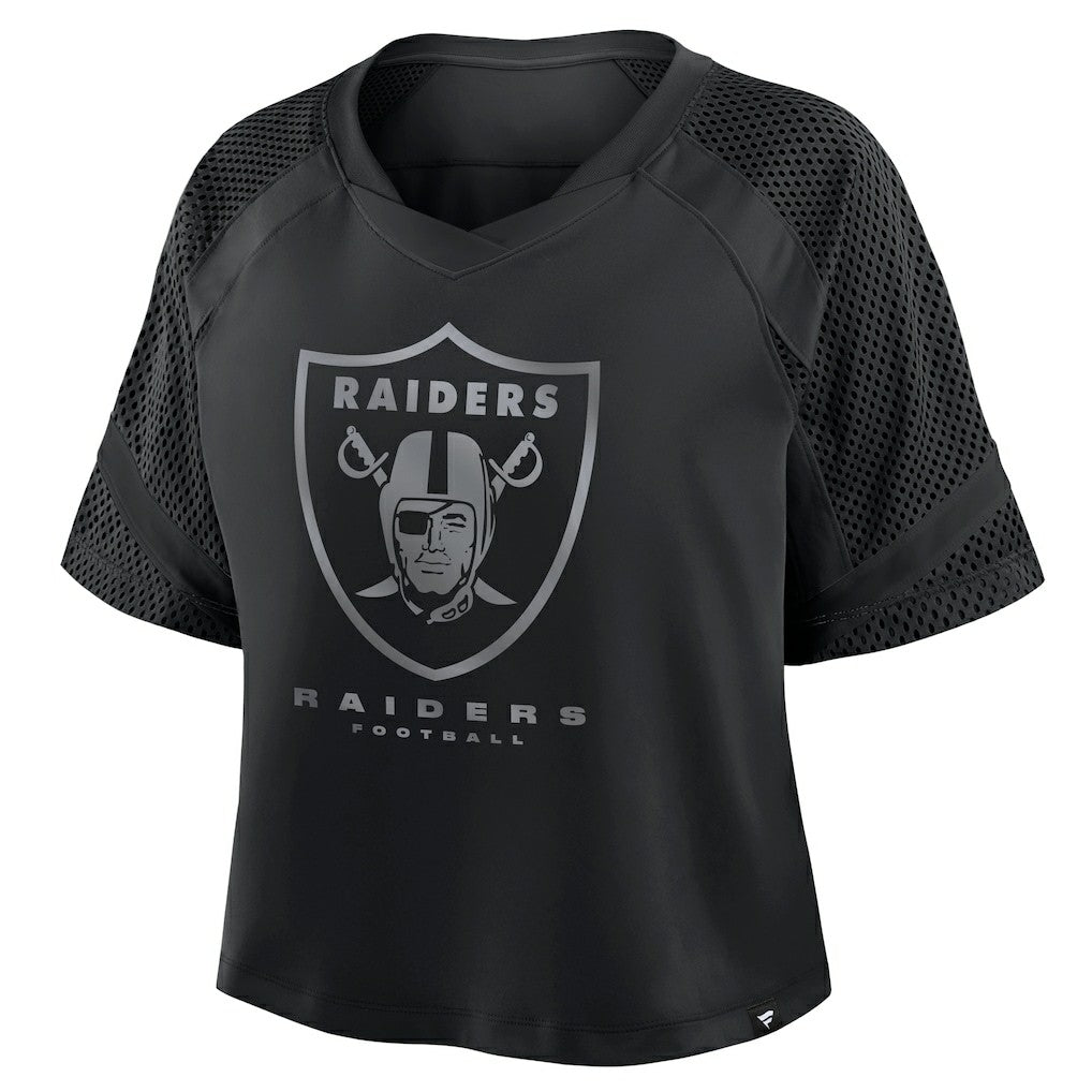 Las Vegas Raiders Women's Oversized Raglan V-Neck Blackout Fashion Jersey