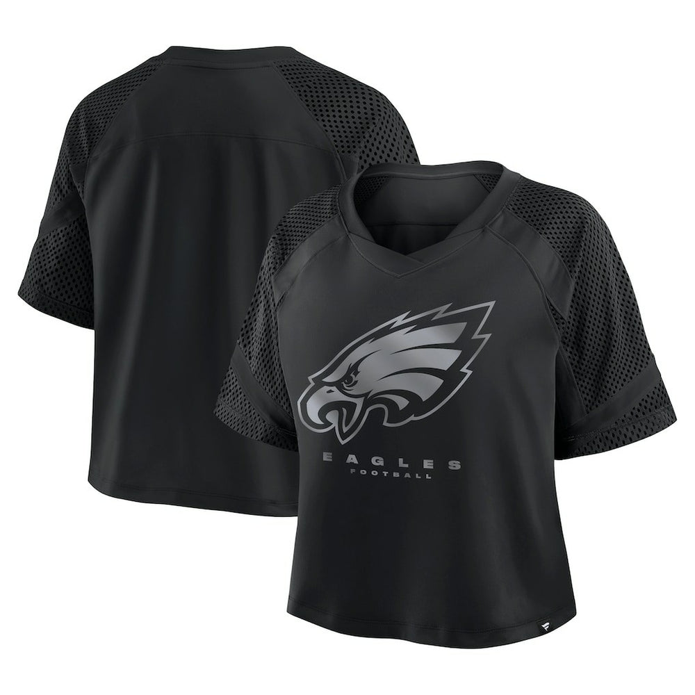 Philadelphia Eagles Women's Oversized Raglan V-Neck Blackout Fashion Jersey