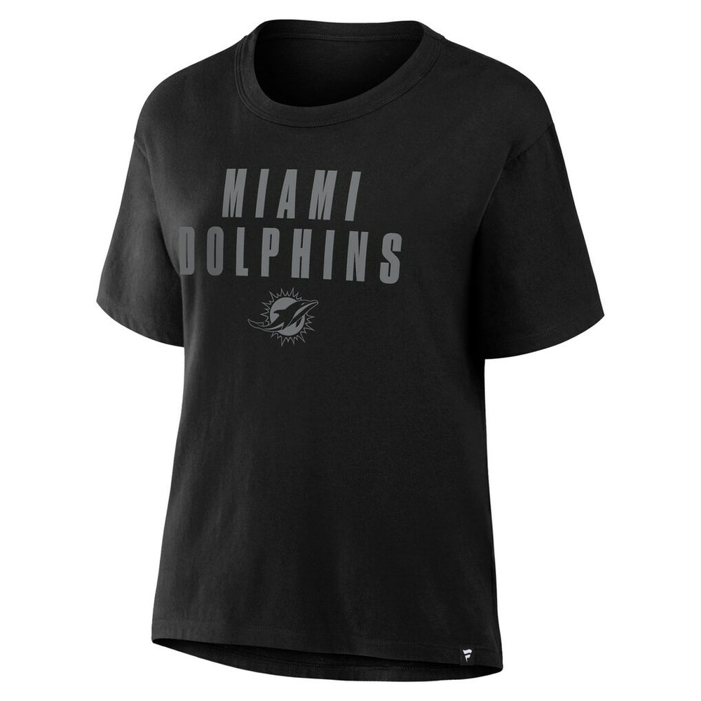 Miami Dolphins Women's Blackout Kneel Down Legacy T-Shirt Black