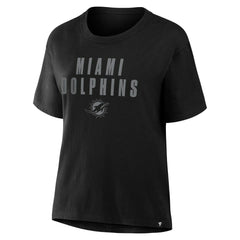 Miami Dolphins Women's Blackout Kneel Down Legacy T-Shirt Black