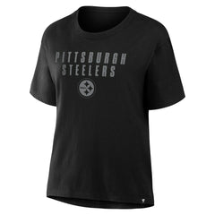 Pittsburgh Steelers Women's Blackout Kneel Down Legacy T-Shirt Black