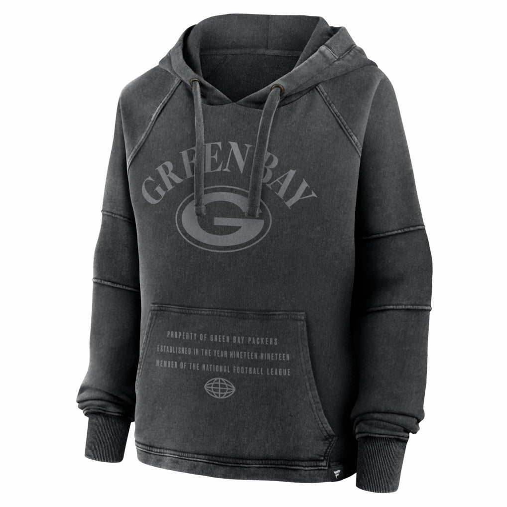 Green Bay Packers Women's Oversized Raglan Gridiron Hoodie Black